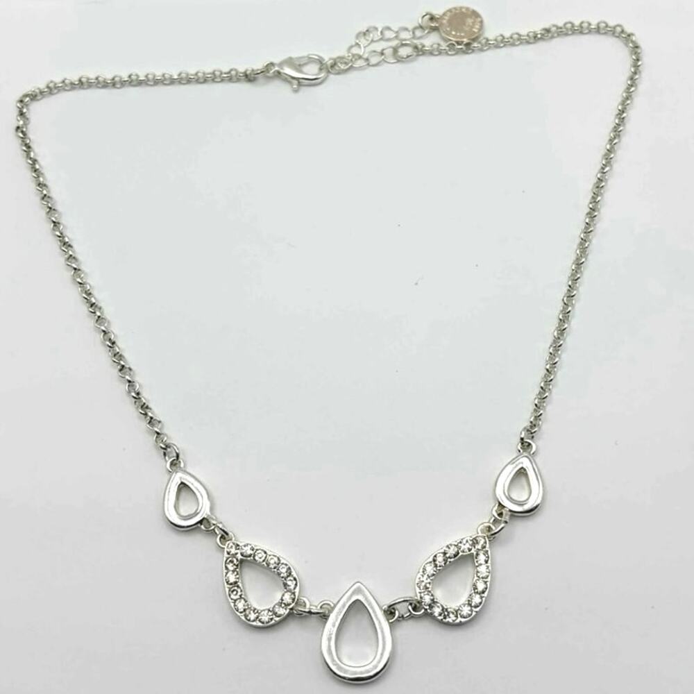 Silver Crystal Drop Necklace